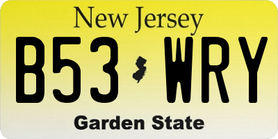 NJ license plate B53WRY
