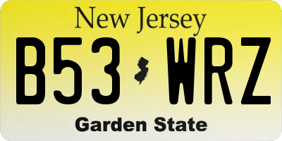 NJ license plate B53WRZ