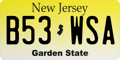 NJ license plate B53WSA