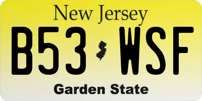 NJ license plate B53WSF