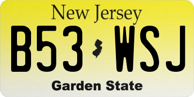NJ license plate B53WSJ