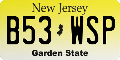 NJ license plate B53WSP
