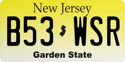 NJ license plate B53WSR
