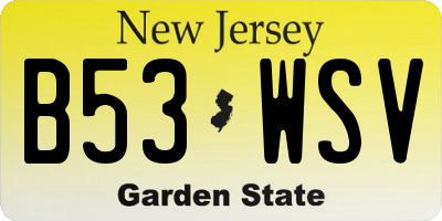 NJ license plate B53WSV