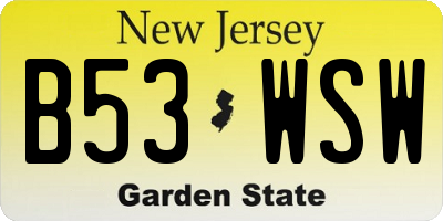 NJ license plate B53WSW