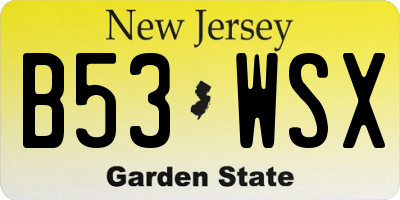 NJ license plate B53WSX
