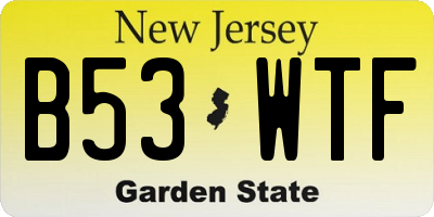 NJ license plate B53WTF