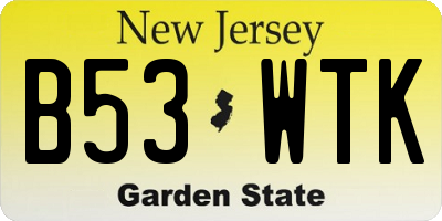 NJ license plate B53WTK