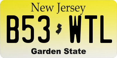 NJ license plate B53WTL
