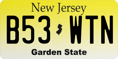 NJ license plate B53WTN