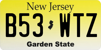 NJ license plate B53WTZ