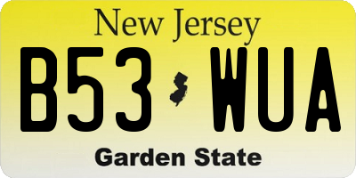 NJ license plate B53WUA