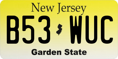 NJ license plate B53WUC