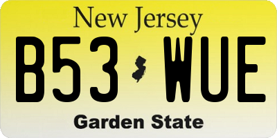 NJ license plate B53WUE