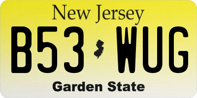 NJ license plate B53WUG
