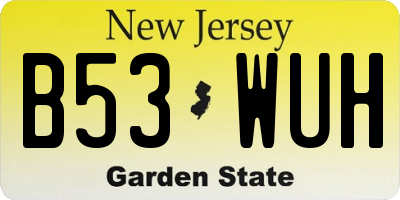 NJ license plate B53WUH