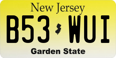NJ license plate B53WUI