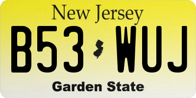 NJ license plate B53WUJ