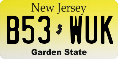NJ license plate B53WUK
