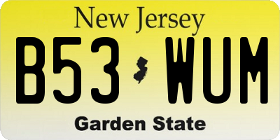 NJ license plate B53WUM
