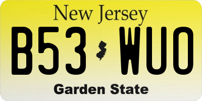 NJ license plate B53WUO