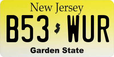 NJ license plate B53WUR
