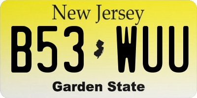 NJ license plate B53WUU