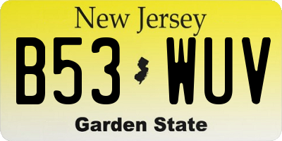 NJ license plate B53WUV