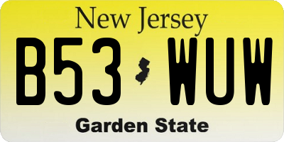 NJ license plate B53WUW