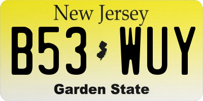 NJ license plate B53WUY