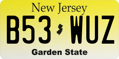 NJ license plate B53WUZ