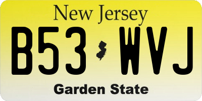 NJ license plate B53WVJ