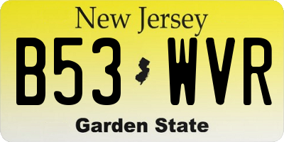 NJ license plate B53WVR