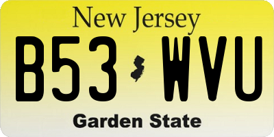 NJ license plate B53WVU