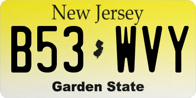 NJ license plate B53WVY
