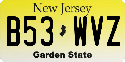 NJ license plate B53WVZ