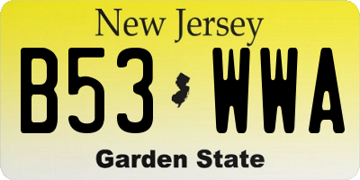 NJ license plate B53WWA