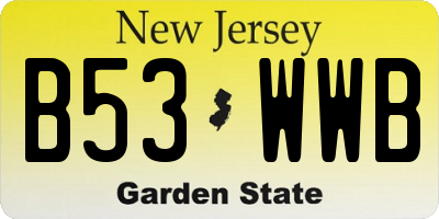 NJ license plate B53WWB