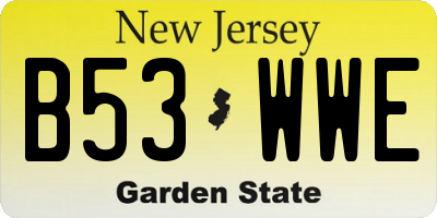 NJ license plate B53WWE