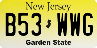 NJ license plate B53WWG