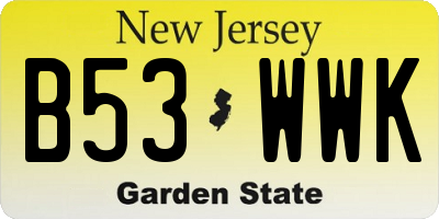 NJ license plate B53WWK