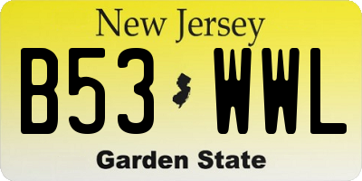 NJ license plate B53WWL