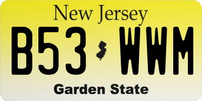 NJ license plate B53WWM