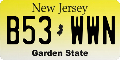 NJ license plate B53WWN