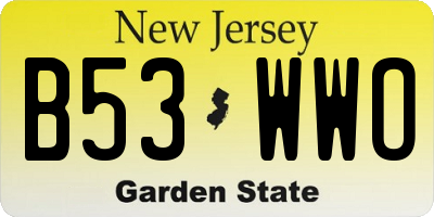 NJ license plate B53WWO