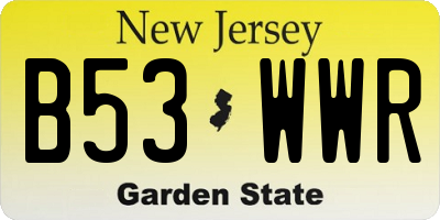 NJ license plate B53WWR