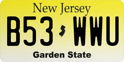 NJ license plate B53WWU