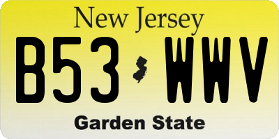 NJ license plate B53WWV