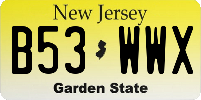 NJ license plate B53WWX