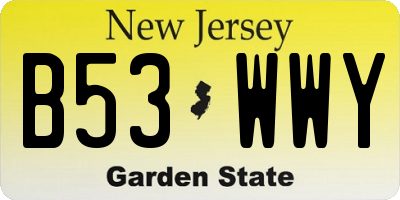 NJ license plate B53WWY